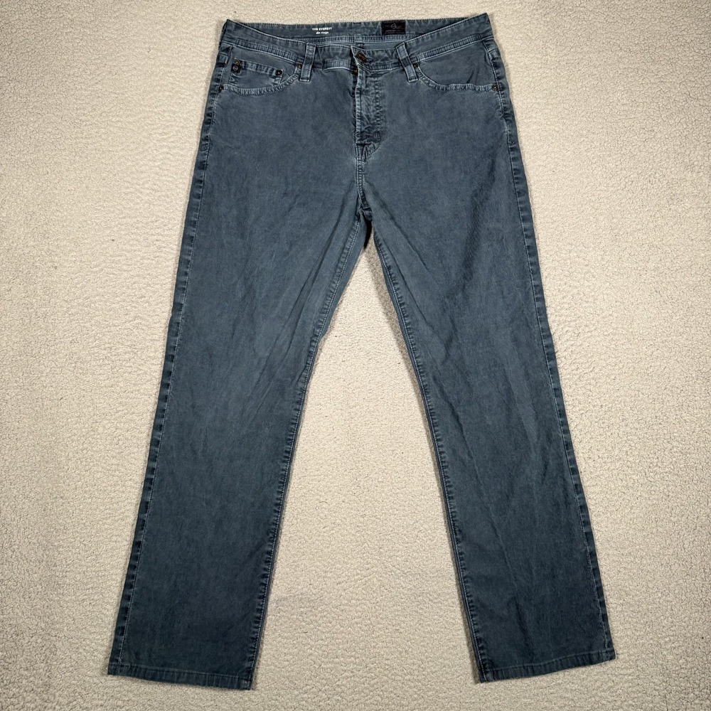 AG Adriano Goldschmied Pants Mens 33x29 Blue Everett Slim Straight Coduroy Logo